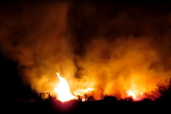 Fire at base of Ruby Mountains